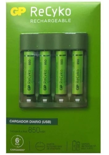 Cargador 4 Pilas Gp + 4 Aaa Recargables 850mah