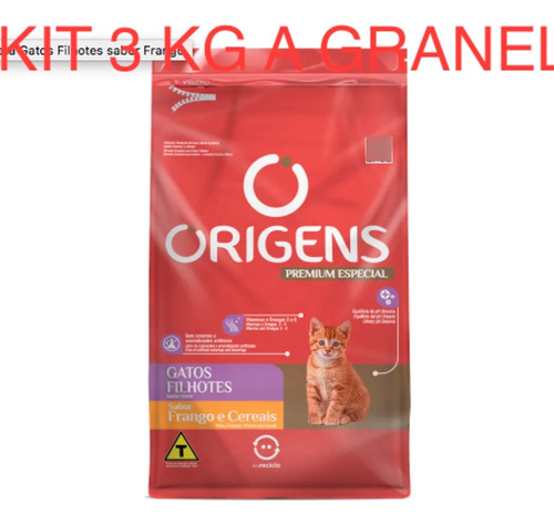 Kit 3 Kg Ração A Granel Origens Premium Especial Gato Filhot