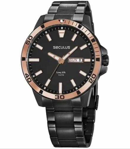 Relogios Masculinos Preto Premium Seculus Prova D'agua 10atm
