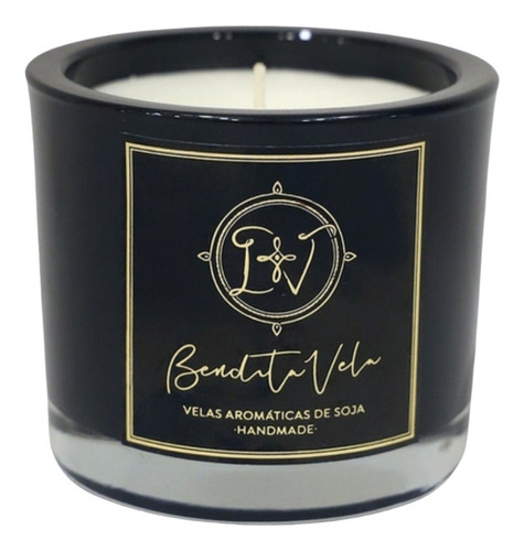 Vela Vegetal Aroma Coco E Limão Vidro Preto - Bendita Vela