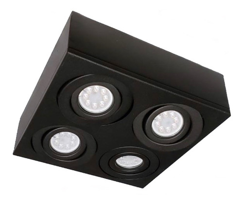 Plafón Moderno 4 Luces Led Dicroica 7w Gu10 Spot Completo