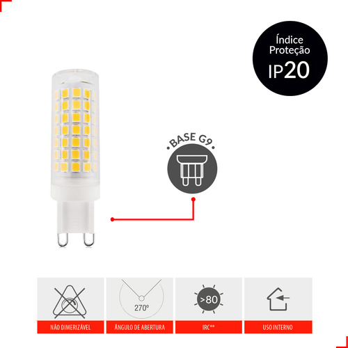 Lampada Led Halopin Points 8w 6500k Luz Branco Frio G9 220v Ip20 Cod: 351301360 Deluxe By Avant