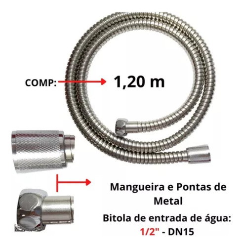 Kit Ducha Higiênica Abs Cromado Completa Registro Atacado