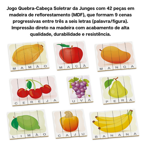 Quebra Cabeça Infantil Educativo Soletrar Bichinhos E Frutas