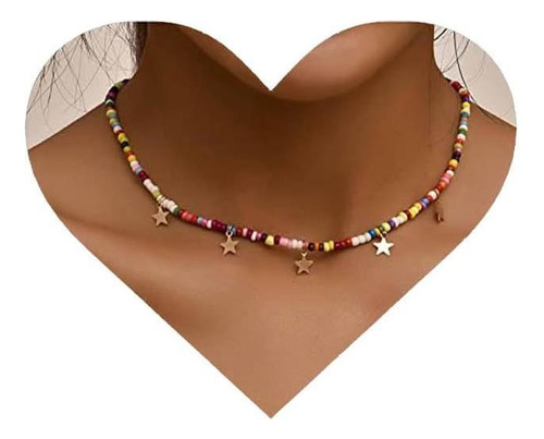 Allereyae Collar De Gargantilla De Arcoíris Bohemio, Collar