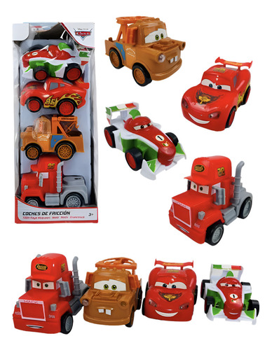 Autos Fricción Cars, Rayo Mcqueen, Mate, Mack, Francesco Color Multicolor Personaje Rayo Mcqueen Mate Mack Francesco