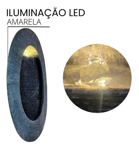 Fonte Da Água Cascata Decorativa Moderna Grande Parede Led Cor Cinza