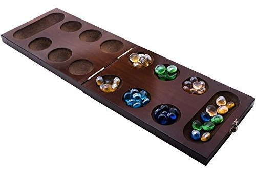 Juego De Mesa Mancala Con Tablero De Madera Plegable 