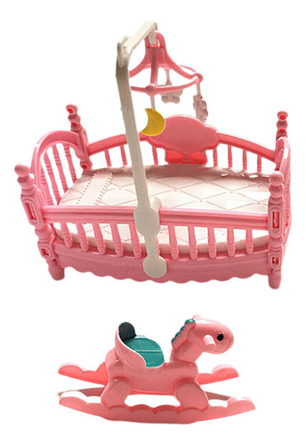 New Cama Tipo Casa De Muñecas En Miniatura, Mecedora, Cuna