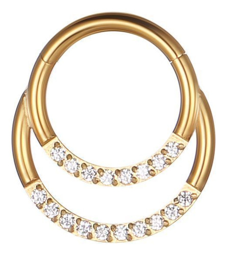 Piercing Argola Segmento Aço Pvd Zircônia Cravejada Duplo