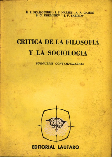 Crítica Filosofía Y Sociología Burguesas Contemporáneas