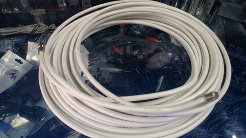 Cable Blanco P/tv Coaxil Rg6 Importado Tramo 10 Mts C/ficha