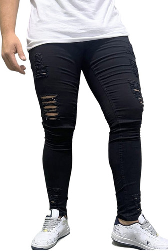 Jean Pantalon Hombre Con Rotura Chupin Elastizados Premium
