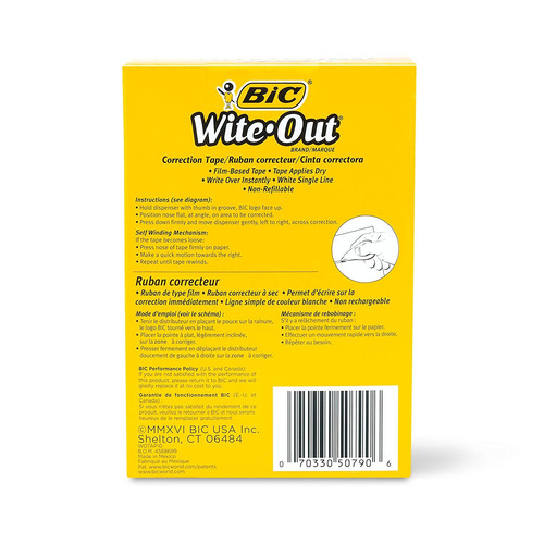 Bic Wite-out Marca Ez Cinta De Corrección Correcta, Blanco,