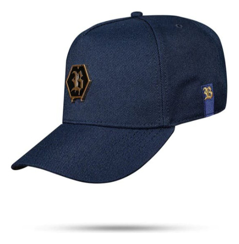 Boné Blck Snapback Azul Marinho Logo Hexagon Metal Aba Curva