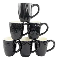 Comprar Juego De 6 Tazas De Café Cermicas Negras, 12 Onzas, 400 Ml -