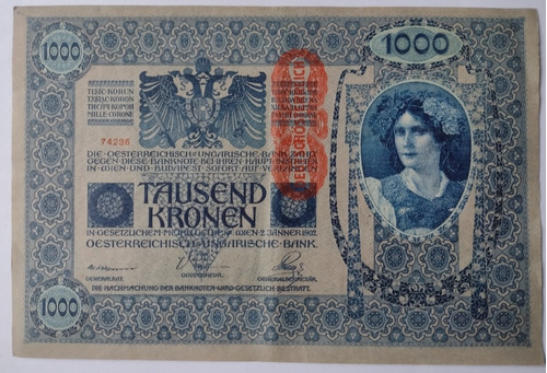 Billete De Austria De 1000 Coronas Año 1902