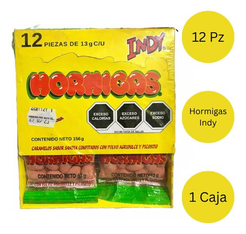 Indy Hormigas 12 Piezas Caramelos Sabor Sandía Enchilados