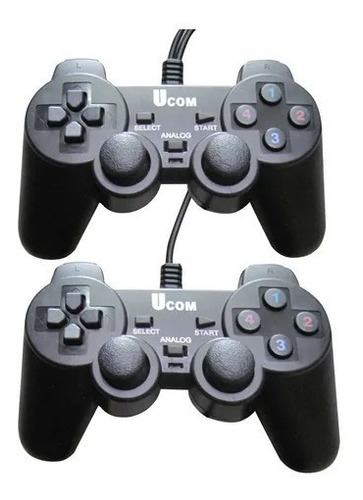 2 Controles Ucom Doble Pc Portatil Usb Tipo Play 2 Windows Color Negro