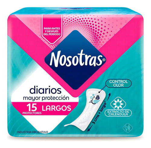 Protectores Diarios Nosotras Largos 15u Pack 6 Unidades