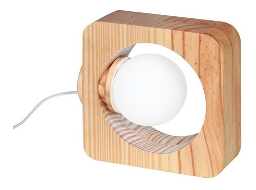 Lampara Mesa  Vidrio Globo Madera Nordica Led Carilux