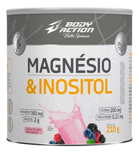 Suplemento Mineral Bodyaction Magnésio, Inositol, Taurina e Melatonina 210g Frutas Vermelhas