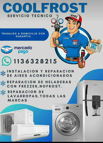 Servicio Tecnico Aire Acondicionado Lavarropas Heladeras 