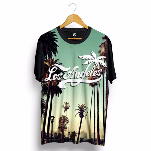 Blusa La Los Angeles Estados Unidos Estampa Total Swag Preta