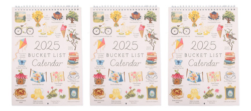 Agenda 2025 Planner, 3 Unidades, Calendario Mensual, Papel E