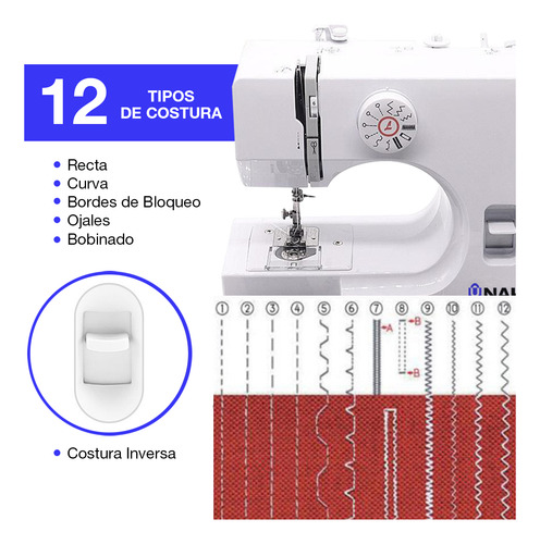 Máquina De Coser Profesional 12 Costuras Pedal 2 Velocidades