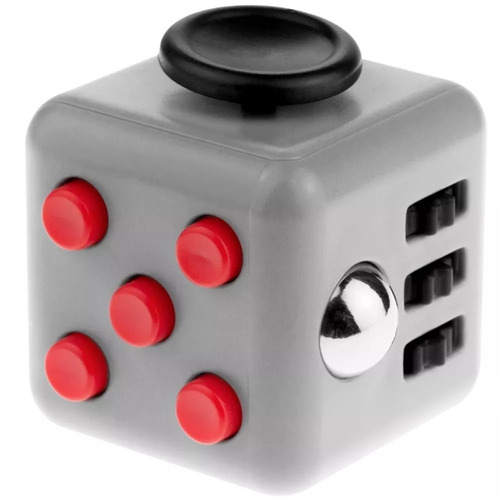 Cubo Antiestres Ansiedad Tension Fidget Cube Gris Rojo J1087