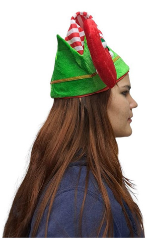Gorro Pies Duende Santa Claus Navideño Navidad Para Adulto Color Rojo/verde