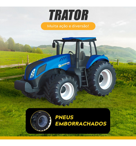 Trator De Brinquedo Miniatura New Holland T8 Conjunto Com 2