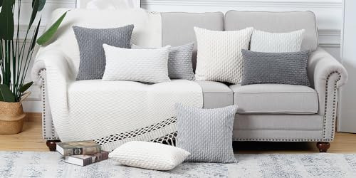 Set De 2 Fundas De Almohada Pana Bohemia 50x50cm Blanco Gris