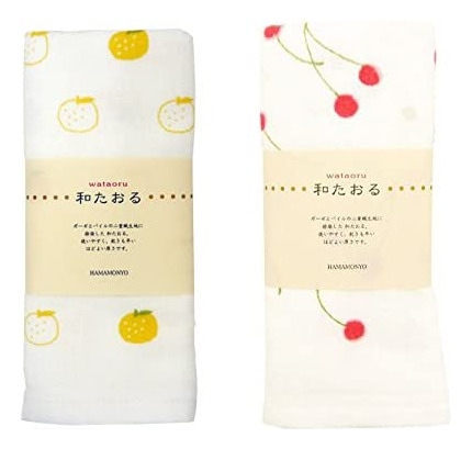 Hamamonyo Nassen Dye Gauze Face Towel Juego De 2 (yuzu & Che