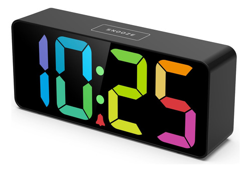Welgo Reloj Despertador Led Colorido, Número Grande Arcoíris