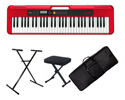 Teclado Portatil Casio Ct S200 Red + Soporte Funda Banqueta