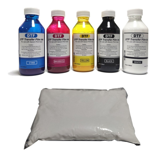 Kit De Tinta Dtf 250ml Cmykw Para Epson + 1 Kilo Polvo Dtf