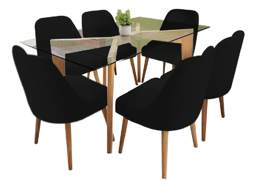 Juego De Comedor 6 Sillas Jacy Negro