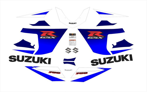 Kit Adesivo Compatível Gsxr 750 2005 Azul E Branca 75005az