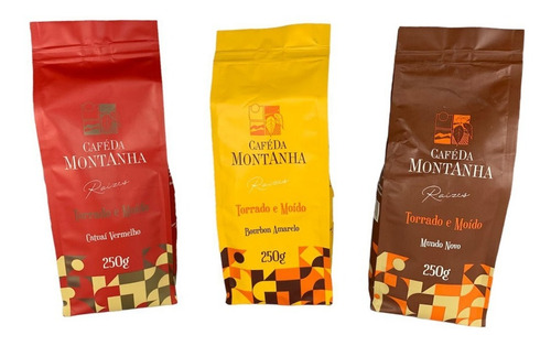 Kit Café Raízes Café Da Montanha Combo 3 Pacotes De 250g