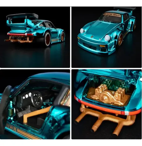 Hot Wheels Rlc Rwb Porsche 930 com acrílico 1/64 azul
