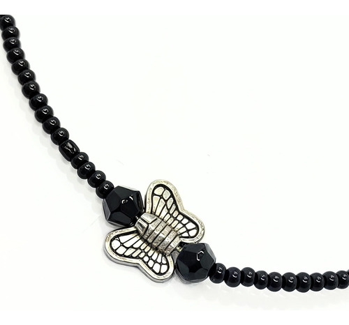 Pulsera Tobillera Con Dijes De Cristal Con Cuentas Negras, A