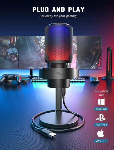 Micrófono dinámico Fifine A8 Plus Gamer modelo color negro
