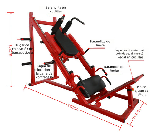 Equipo Duo Multifuncional Leg Press Y Hack Profesional Gym