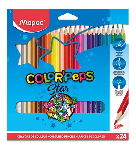 Lapices De Color Maped Color Peps Stars 24 Piezas