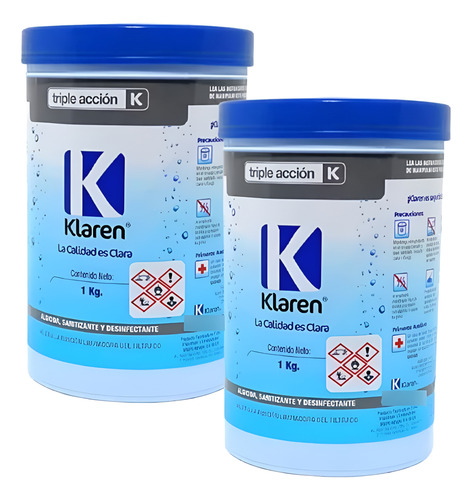 Desinfectante Tab Triple Acción Para Alberca Klaren 1 Kg 2pz