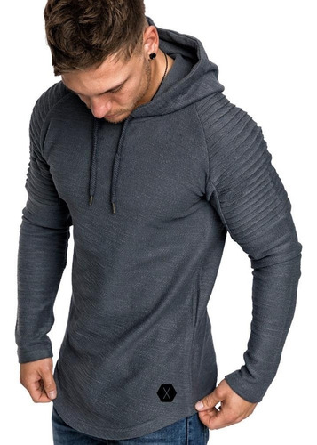 . Playera Hombre Manga Larga Con Capucha Slim Fit Moda
