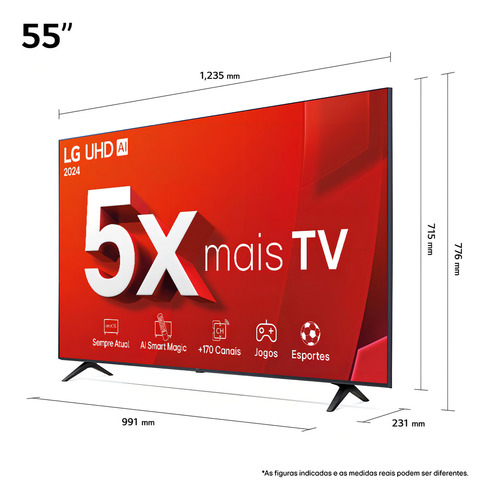 Smart Tv 4k 55 LG Uhd 55ut8050 + Suporte De Parede 2024 Nfe
