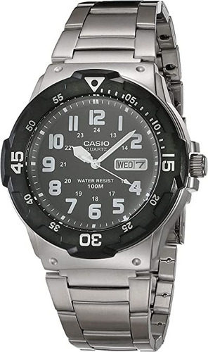 Reloj Casio Mrw-200hd-1b Sports 100m Aro Biselado Loc Centro Color de la malla Plateado Color del bisel Plateado Color del fondo Negro